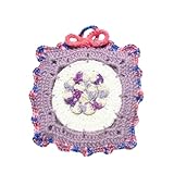 Presina ad uncinetto colorata con fiore al centro in acrilico 13x14 cm (60PRS) - Made in Italy