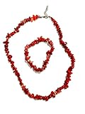 Generico ALCHIMIA - Set collana e bracciale chip Corallo tinto