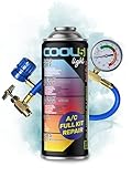 COOL5 LIGHT 5in1 - Sostituzione del refrigerante R134a per il riempimento dell'impianto di climatizzazione per auto 1995-2016, 235 grammi + tubo di pressione con manometro