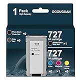 OGOUGUAN Cartuccia d'inchiostro compatibile 727 130ML High Yield Sostituzione per HP DesignJet T1500 T2500 T2530ps T3500 T920 T930 T930 T1530 Postscript Stampante (1 nero opaco)
