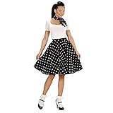 W WIDMANN MILANO Party Fashion - Costume anni '50, gonna e sciarpa a pois, rockabilly, rock'n'roll, carnevale