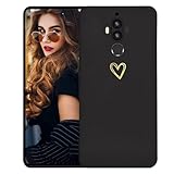 Kaywzo Cover per Huawei Mate 9,Custodia in Silicone TPU Liscio di Morbido con Modello Cardiaco,Design Minimalista,Ultrasottile Donna Antiurto Case Cover,Nero