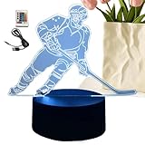 Illusion Night Light - Luce notturna con controllo touch, lampada da giocatore di hockey su ghiaccio, luce notturna sportiva a LED, luce notturna a 16 colori, decorazione per la stanza dei fan