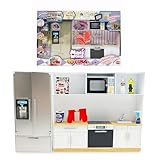 Bizak Mini World Playset Cucina, Set da Cucina con Forno, Microonde, Frigorifero, Dispenser di Ghiaccio e Accessori, Bambini e Ragazze +6 Anni (64506010)