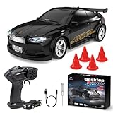 BuzzoXerex Mini Auto Telecomandata Drift, 1:64 Mini RC Drift Car, Auto Telecomandata, Micro Macchina Telecomandata con Luce LED, 15km/h, Auto Giocattolo per Bambini di Età Superiore Agli 8 Anni (Nero)