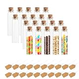 DHWEKU 20 Pezzi Vasetti Vetro Piccoli, 22mm*80mm Bottigliette con Tappi, Set di Provette, Boccette Decorative per Regalo Feste Decorazione Matrimoni