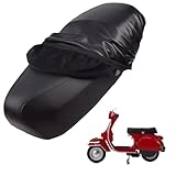 generico pelle copri sella moto Compatibile con Vespa P200E 1977-1982,coprisella moto,copri sella scooter,impermeabili,antipioggia,antipolvere e antisole (black)