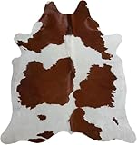 URBAN BUCK Tappeto in pelle bovina naturale di alta qualità, marrone e bianco, tappeto in pelle di mucca su tappeto per decorazione camera da letto, 152,4 cm x 213,36 cm