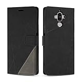 SONWO Cover per Huawei Mate 9 Custodia, Flip Caso in PU Pelle Case Cover Premium Portafoglio Custodia per Huawei Mate 9, Supporto Stand, Slot per Schede, Nero