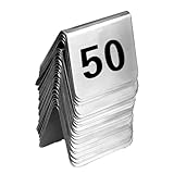 Tagtight 50 numeri da tavolo in acciaio, numero 1-50, per banchetti, servizi, ristoranti e bar, impilabili, numeri neri su entrambi i lati