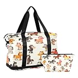 Borsone da viaggio con grazioso cavallino, impermeabile, per palestra, sport, weekend, con scomparto, Cavallo carino, Taglia unica, Borsone da viaggio