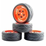 OLDDO Set di pneumatici for ruote 1/10 Rc adatti for 3racing for Sakura Associated Tc3 Thunder Tiger Ts4n Ts4E(Red)