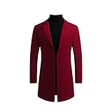 LIUYUYOUGOtrench uomo lunghezza media inverno casual business imbottito misto lana trench per uomo monopetto colletto a tacca giacca lungo cappotti soprabito outwear bordeaux M
