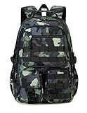 Lmwzh Zaino per la scuola per ragazzi e ragazzi, impermeabile, zaino per la scuola, verde militare, 18x12.5x8 Zoll