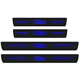 KLHYWEN 4 Pezzi Adesivo Battitacco Porta Auto, Protezione del Davanzale Portiera per Ren-Ault Clio 2 3 4 5 Sport RS Line, Stickers Soglia Fibra Carbonio AntiGraffio Styling Accessori,Blue