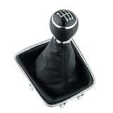 Pomello cambio e Cuffia cambio compatibile con VW Golf Plus Tiguan 1 5N per Sharan 2 - nero - 6 Marce - con telaio - finta simil pelle - leva cambio manuale - (A0278-1)