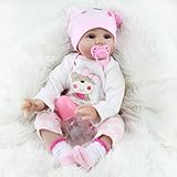 LKBOBIR Bambole Reborn Femmina 22 Pollici Realistic Vinile Silicone Morbido 55cm Reborn Babys Dolls Ragazzi e Ragazze Bambini Giocattoli bambole reborn in silicone Regali di Natale Adatto per 3 anni +