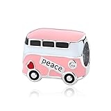 Nbsameng - pandora charm bus rosa, argento 925 con ciondolo in zirconia cubica 5A, pandora e braccialetto europeo charm bus rosa, portagioie