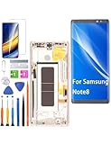 HLYGZX Display per Samsung Galaxy Note 8 LCD di ricambio TFT, N950F N950FD, kit di riparazione (oro con cornice, senza impronte digitali, schermo curvo)