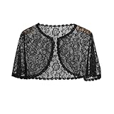GXGM Coprispalle Corta Donna Elegante Coprispalle Donna Elegante Cerimonia in Pizzo Bolero Sposa Giacca Corta Coprispalla Estivo per Cerimonia Matrimonio Festiva - Nero