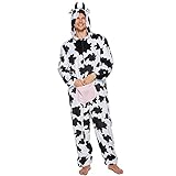 EraSpooky Costume da mucca per adulti per Halloween, Carnevale, Cosplay, Pigiama con stampa di mucca per feste a tema