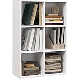 HOMCOM Mobile Libreria a 6 Cubi, Libreria Salvaspazio in Legno, Scaffale Divisorio per Stanza, Soggiorno, Camera da Letto e Ufficio, 65.5x30x97.5 cm, Bianco