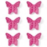 Gentile Ceramiche – Set 6 Farfalla in Ceramica con Calamita (5,5cm) Fatto a Mano, Made in Italy – Bomboniere, Segnaposto, Decorazioni (Fucsia)