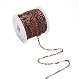 Yurosiay Catena a Maglie in Rame 10 m x 2.5 mm Catena a Maglie in Metallo con Bobina fai da te Catena per Gioielli fai da te Rotolo di Catena a Maglie per Creazione di Gioielli Colore Rosso Rame