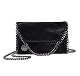MZBoutiques Borsa casual da donna in pelle PU con tracolla a tracolla in pelle a catena (Catena nera nera)
