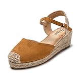 JOMIX Sandali Donna Estive Ciabatte Ragazze Eleganti Zeppa Pantofole Casual Fibbia Mare Spiaggia Espadrillas SD9369 (Marrone Camel,39)