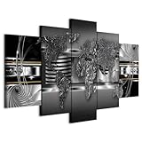 murando - Quadro in Rilievo Acrilico Handart Astratto Argento 100x50 cm 5 Pezzi su Tela Strutturata - Quadri Componibili Moderni Soggiorno Grandi - Stampa Artistica Dipinta a Mano k-C-10023-b-a