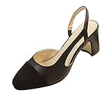 Good Night Elegante Donne Giuntura Blocco del Tallone in Pelle Morbida Slingback Sandalo Pompe per Vestiti