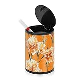 Posacenere vintage senza fumo arancione garofano per sigarette per auto con coperchio in acciaio inox mini cestino portatile per ufficio viaggi casa