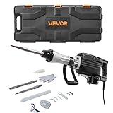 VEVOR Martello Demolitore, Potente Martello Pneumatico Elettrico da 2800 W, per Calcestruzzo da 1200 BPM con Scalpello a Punta, Scalpello Piatto, Custodia per il Trasporto, Guanti, per Calcestruzzo