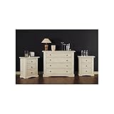 EsteaMobili - COMO' 4 CASSETTI E 2 COMODINI LACCATO AVORIO ANTICATO - 124FL COMO-2COMODINI