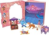 Mattel Giocattoli della Principessa Disney, Pacchetto storia Jasmine con 6 personaggi chiave, piccole bambole, figure e accessori ispirati ad Aladdin della Disney, regali per bambini, HPL57