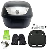 COMPATIBILE CON APRILIA ATLANTIC 500 BAULETTO 28 LITRI SIFAM POLIPROPILENE COMPLETO DI PIASTRA+KIT MONTAGGIO VALIGIA BAULE PER PORTAPACCHI MOTO SCOOTER PER 2 CASCHI NERO OPACO