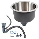 Lavello da Cucina 30 x 16,5cm, Lavello Incasso Vassoio per Lavello Rotondo in Acciaio Inossidabile con Raccordo per Tubo di Scarico, Lavabo Cucina Incasso, Lavabo da Cucina per Cucina Bagno Camper