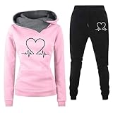 Tuta Donna Completa Casual Leggera Felpa con Cappuccio e Pantaloni Jogging Completi 2 Pezzi Elegante Comode Tute Palestra Set Abbigliamento Maniche Lunghe Tuta Casa Passeggio Fitness Sportiva Outfit