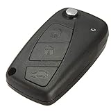 Guscio Portachiavi Accessori Ricambi Cover Copri Chiave Telecomando Auto 3 Tasti Compatibile Con Fiat PUNTO – Lancia - Citroen - Peugeot LAMA NON INTERCAMBIABILE (Nero, Guscio)