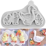 MINFEIDMS Stampi in silicone a forma di anatra, mamma e bambino, per decorazione di torte a tema agricolo, decorazione per cupcake, pasta di gomma, argilla polimerica