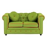 Totò Piccinni Divano Poltrona CHESTER design vintage retrò classico trapuntato piedini in legno (2 Posti, 3D Verde)