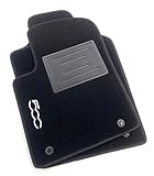 ASC tappetini auto compatibili con FIAT 500 3 porte dal 2012 al 2024 tappeti auto in moquette 1 logo ricamato,bordo nero,bottoni e battitacco