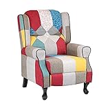 Totò Piccinni Poltrona Relax Reclinabile con Poggiapiedi Imbottita (Patchwork Party, Soft Comfort)