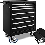 TecTake® Carrello Portautensili con 7 Cassetti - Porta Attrezzi Officina con Ruote, Attrezzatura da Lavoro - Nero