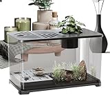 Acquario | Vasca Grande Per Pesci Da Scrivania - Contenitore Moderno Panoramico con Area Riposo per Tartarughe per Guppy Betta Gamberetti