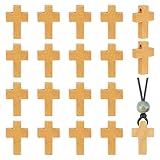 PH PandaHall 50pz Ciondolo a Forma di Croce Pendente Croce Legno, 22mm Non Finiti Collana Legno Retrò Ciondolo Gioielli Preghiera per Pasquale Comunione Regalo Creazione Gioielli Fai Da Te