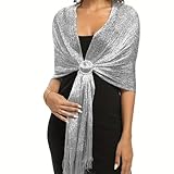 NYGGTYK Sciarpa Argentata Scintillante Con Bottone a Pressione - Fasciatoio Con Paillettes Alla Moda per Donna - Adatta per Matrimoni, Feste, Serate