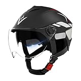 Casco Da Bicicletta Per Adulti, Casco Da Moto Con Doppia Visiera, Cascos Da Ciclismo Cascos Jets Con Visiera Per Adulti, Elmetto Per Scooter Unisex,Regolabile Da 54-61 Cm