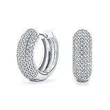 Orecchini A Cerchio Huggie Con Micro Pave Di Zirconi Cubici Per Spose, Adolescenti, Matrimoni, Feste Formali, Placcati In Argento
